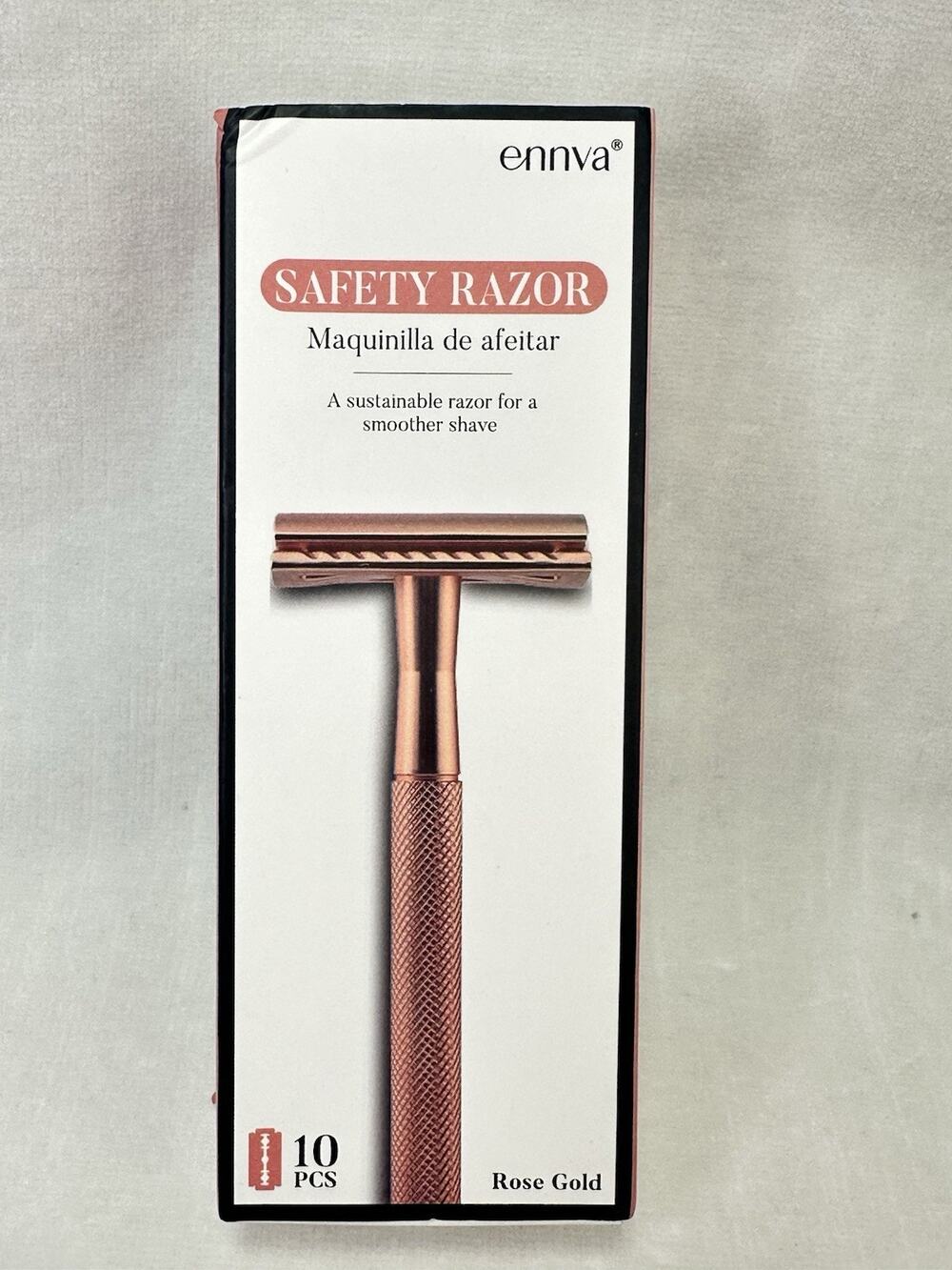 Double Edge Rose Gold Safety Razor With 10 Double Edge Safety Blades Metal